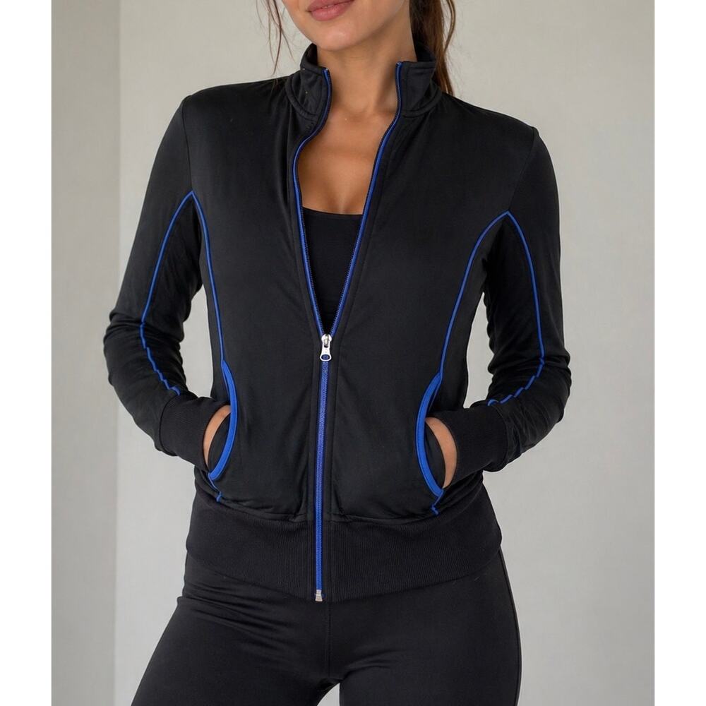 Calvin Klein Performance black athletic jacket with blue piping Exelent conditio